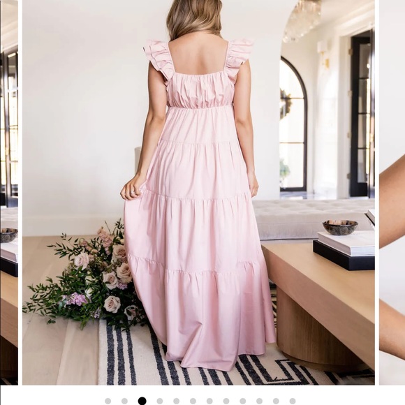 Vici - Tru Tiered Ruffle Maxi Dress - Small-  Light Peach - bump friendly - Picture 2 of 4